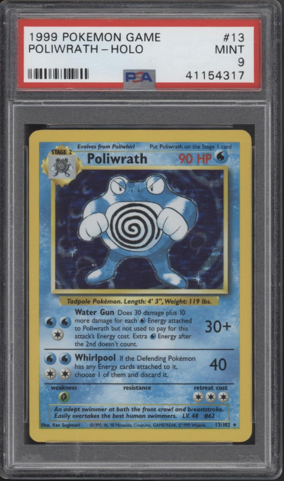 Poliwrath Pokemon Base Set Holo #13 PSA 9