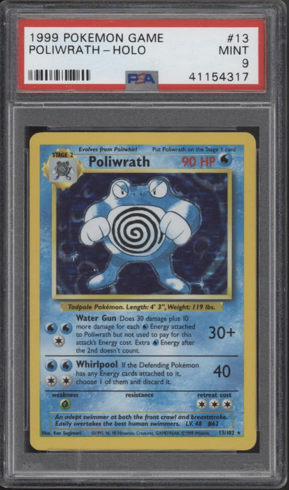 Poliwrath Pokemon Base Set Holo #13 PSA 9