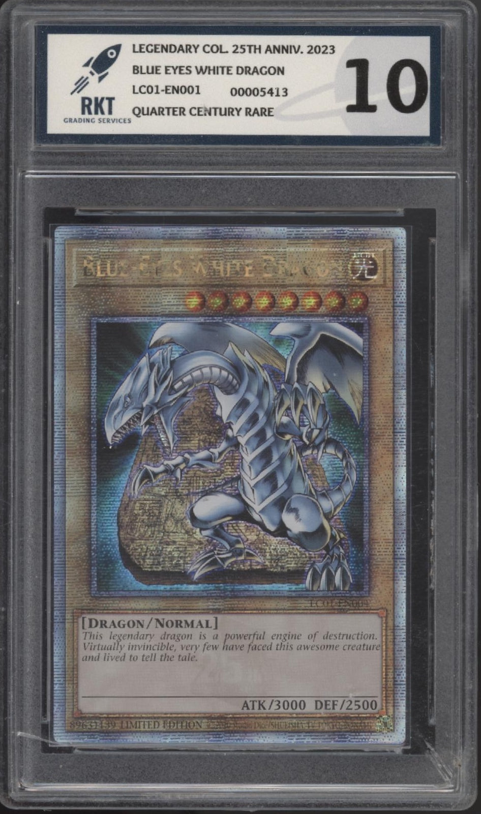 Blue-Eyes White Dragon Yu-Gi-Oh! LC01 Quarter Century Rare #EN001 RKT 10