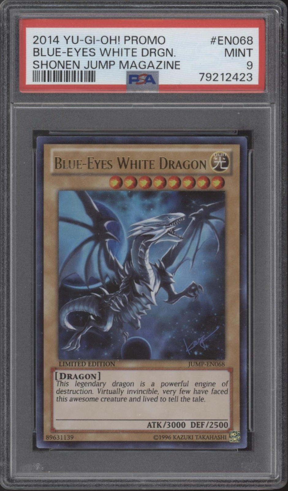 Blue-Eyes White Dragon Yu-Gi-Oh! Shonen Jump Magazine Promo #EN068 PSA 9