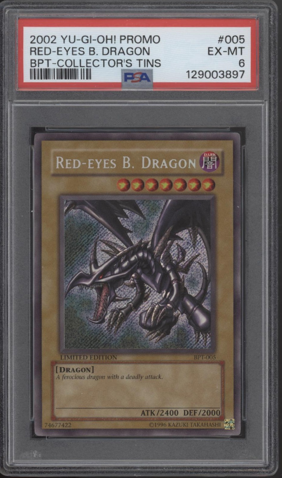 Red-Eyes Black Dragon Yu-Gi-Oh! BPT Collector's Tin Promo #005 PSA 6