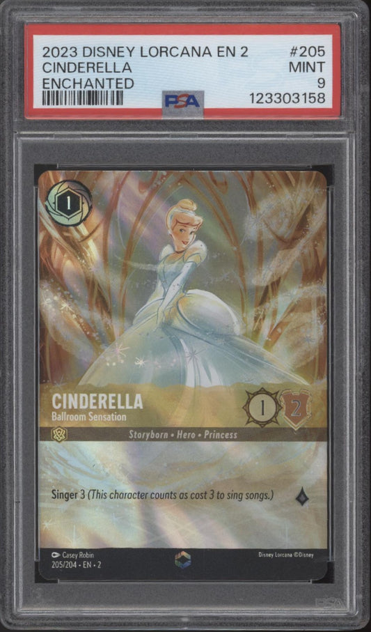 Cinderella Disney Lorcana Rise of the Floodborn Enchanted #205 PSA 9