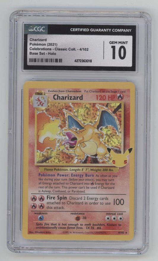 Charizard Pokemon Celebrations Classic Collection Base Set Holo #4 CGC 10