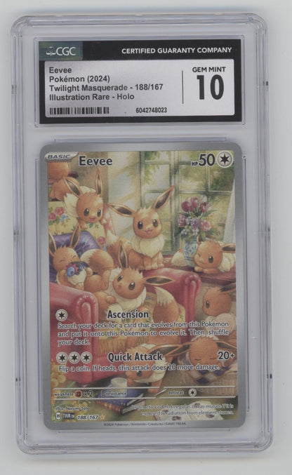 Eevee Pokemon Twilight Masquerade Illustration Rare Holo #188 CGC 10