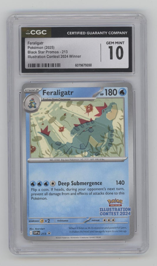 Feraligatr Pokemon Black Star Promo Illustration Contest Winner 2024 CGC 10