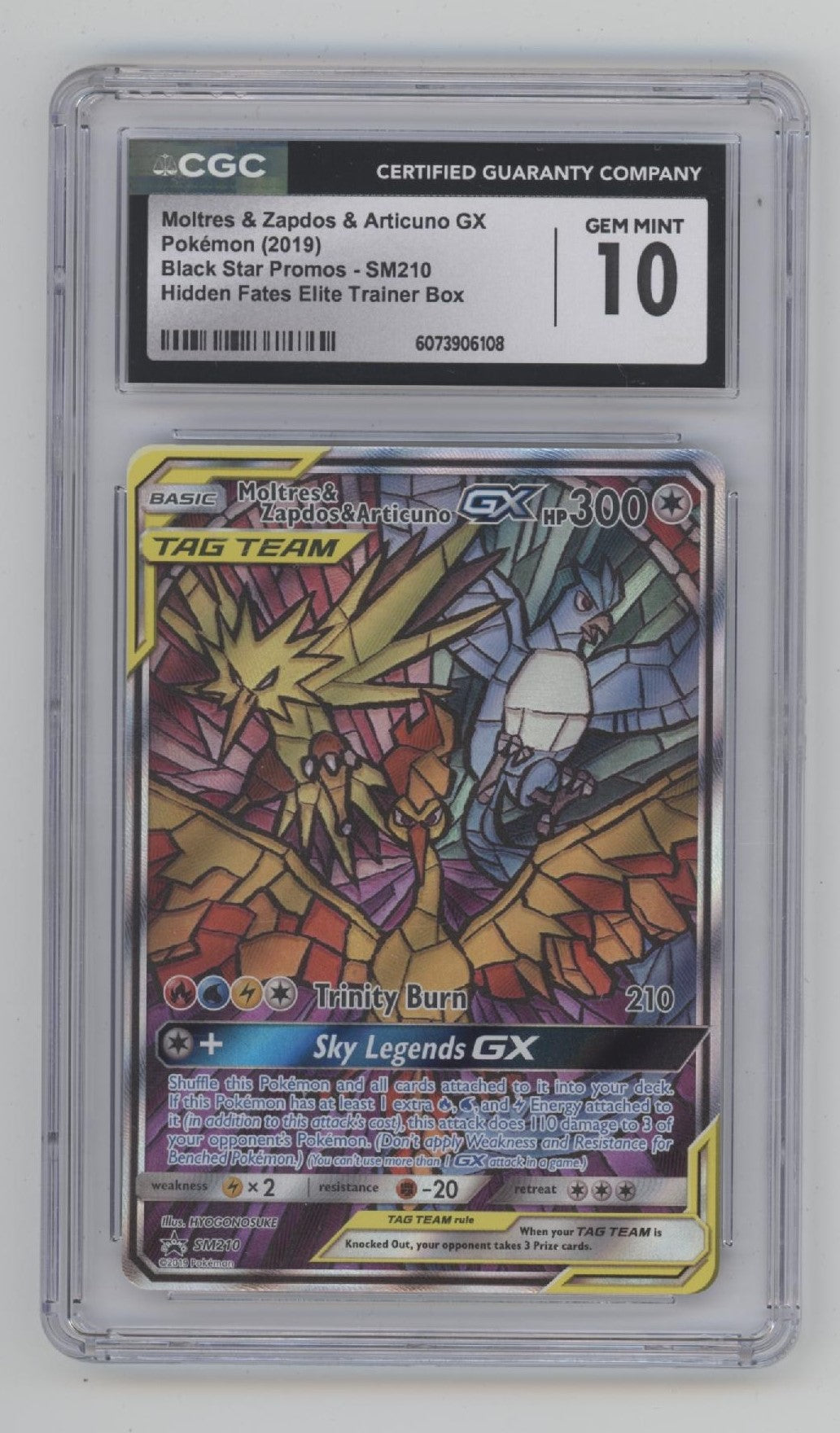 Moltres & Zapdos & Articuno GX Pokemon Hidden Fates Elite Trainer Box CGC 10