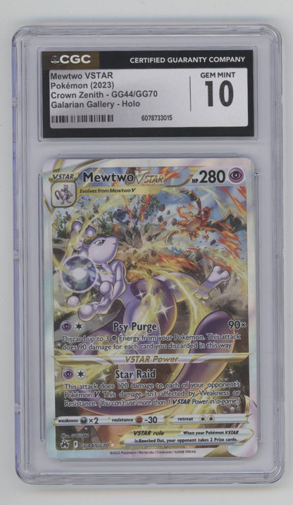 Mewtwo VSTAR Pokemon Crown Zenith Galarian Gallery Holo #GG44 CGC 10