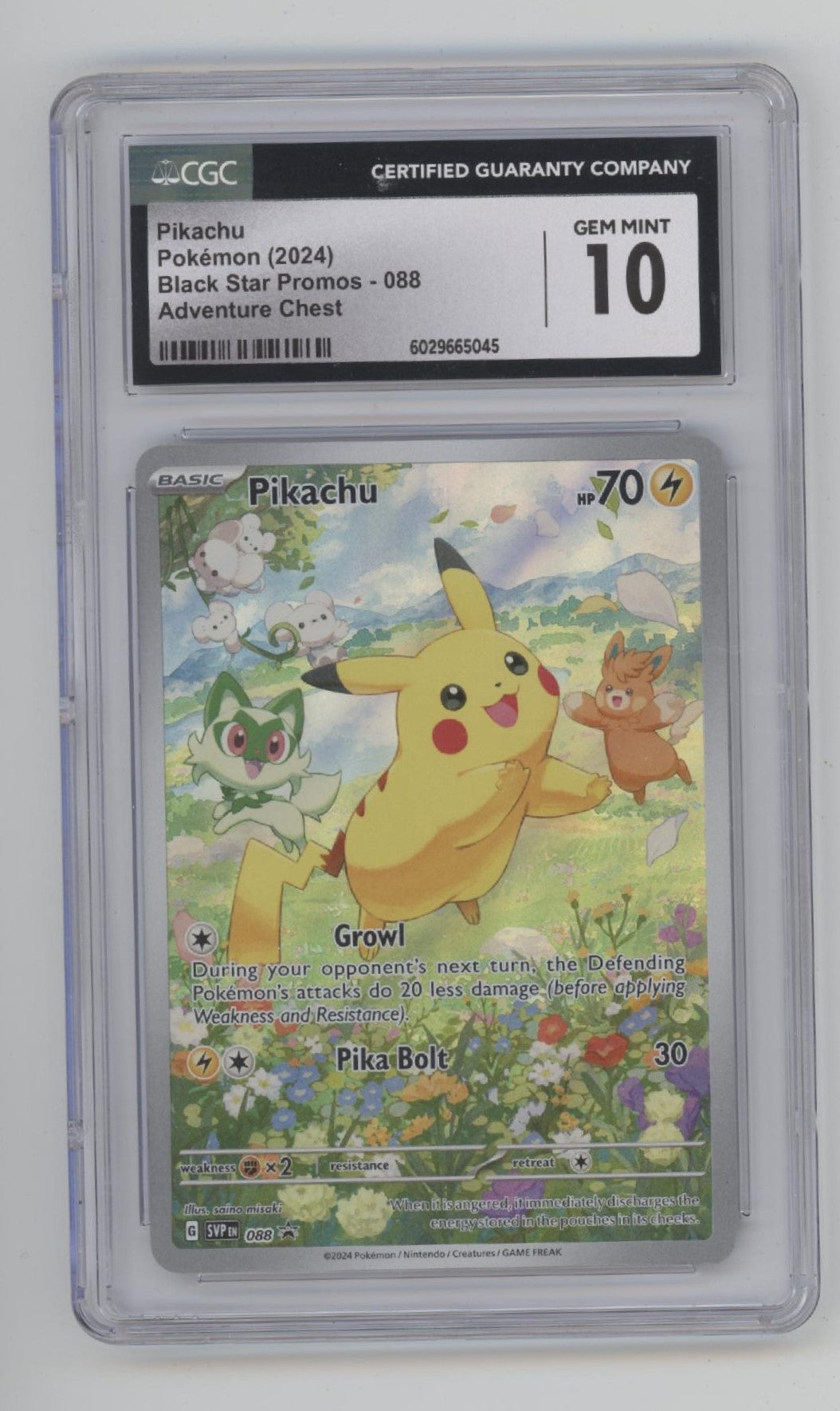 Pikachu Pokemon Adventure Chest Black Star Promo #088 CGC 10