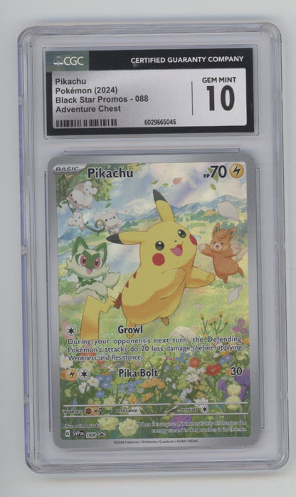 Pikachu Pokemon Adventure Chest Black Star Promo #088 CGC 10