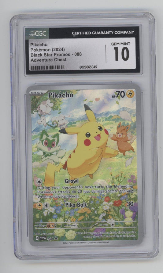 Pikachu Pokemon Adventure Chest Black Star Promo #088 CGC 10
