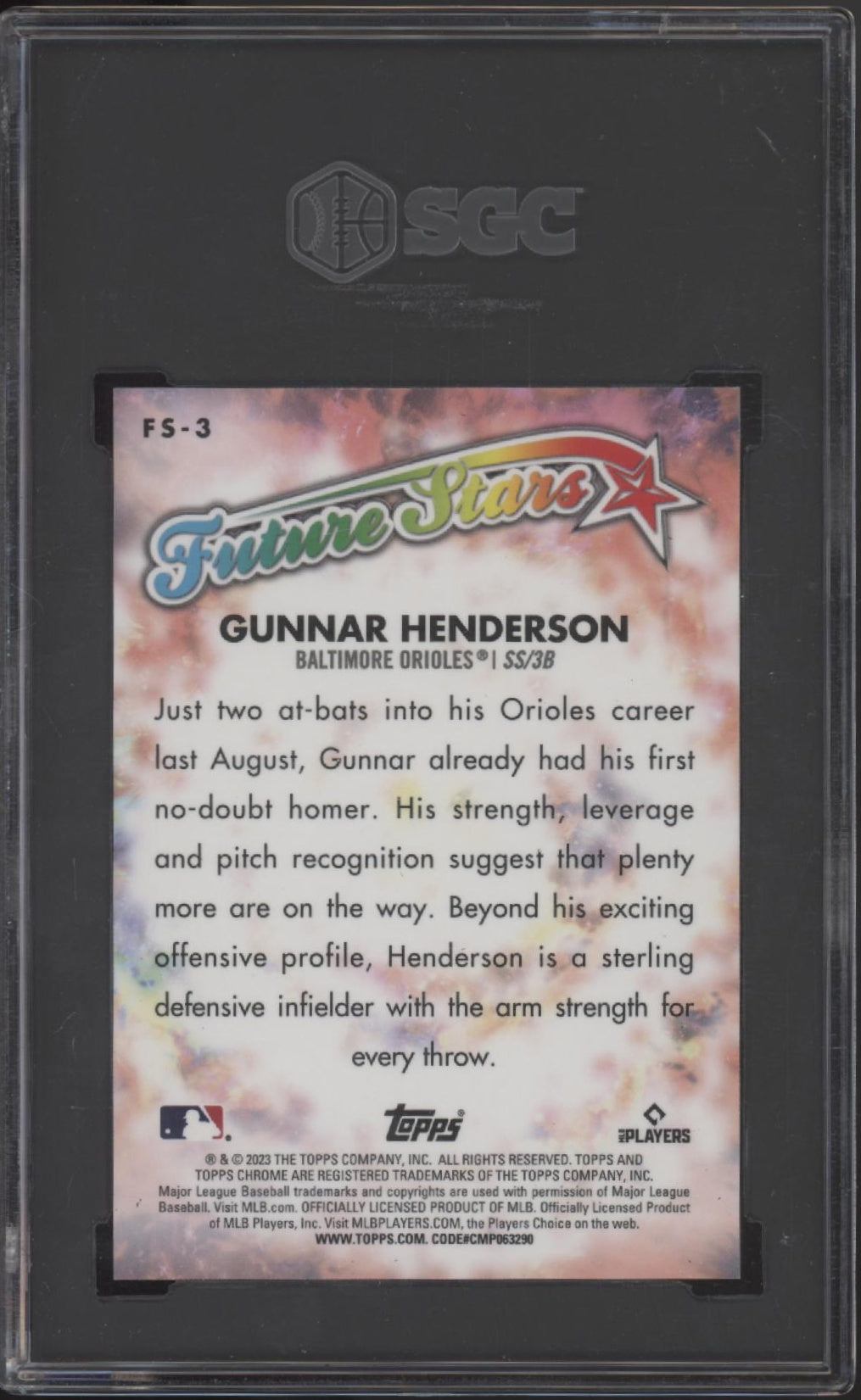 Gunnar Henderson 2023 Topps Chrome Logofractor Future Stars Yellow 6/75 SGC 10