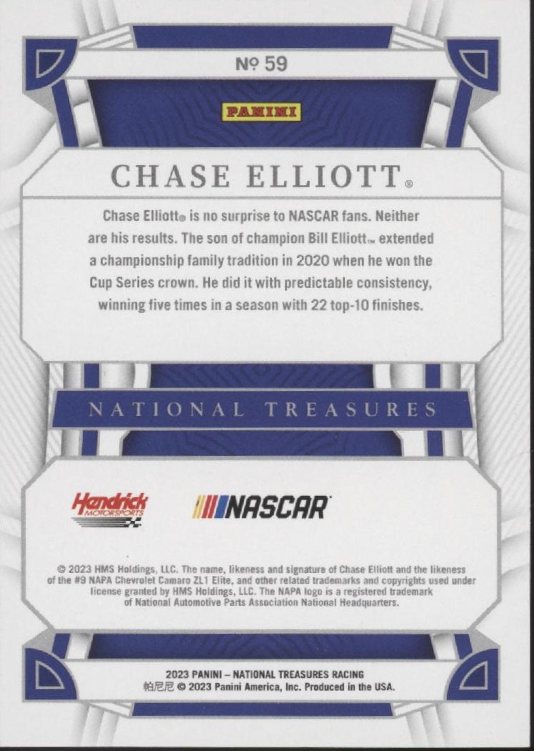 Chase Elliott 2023 Panini National Treasures NASCAR 75th Anniversary 13/15 #59