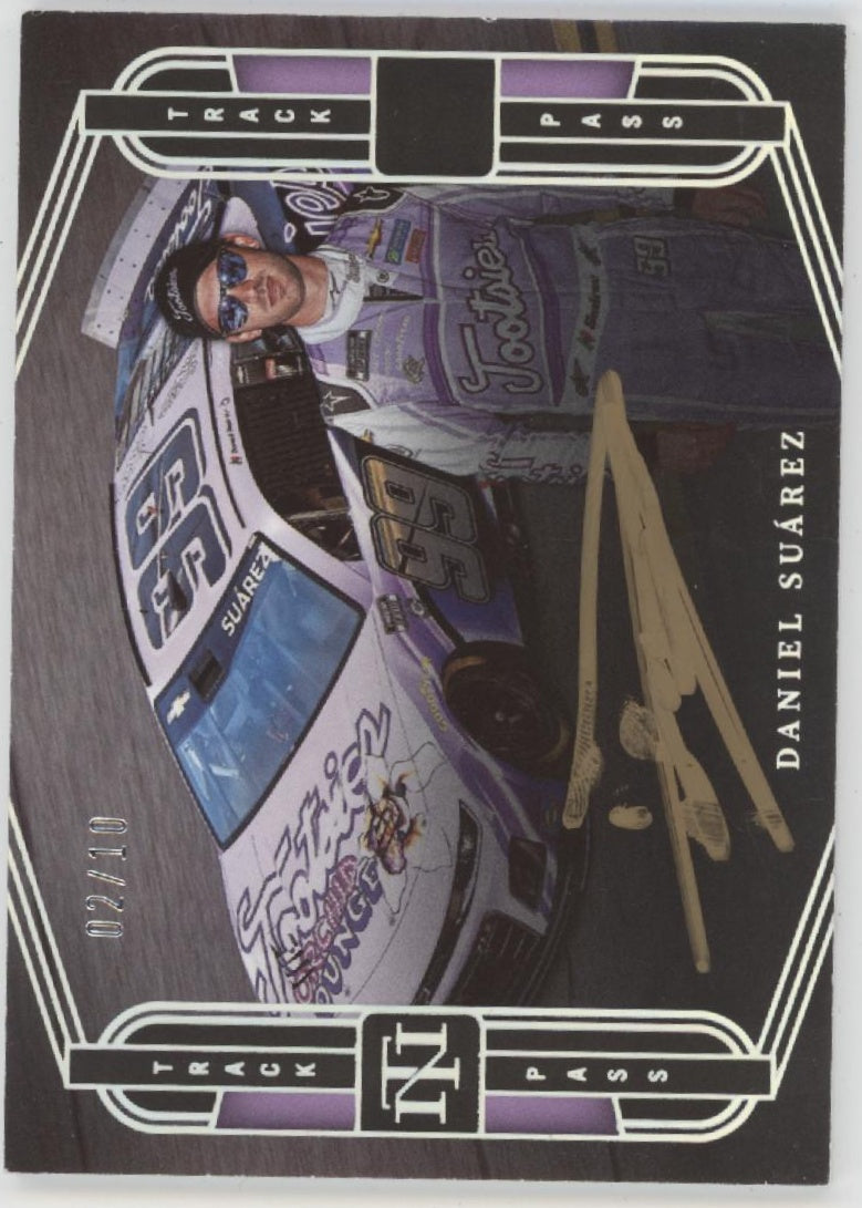 Daniel Suarez 2023 Panini National Treasures Track Pass Auto 02/10 #STP-DSZ
