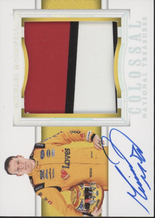 Michael McDowell 2024 Panini National Treasures Colossal Swatch Auto 03/25