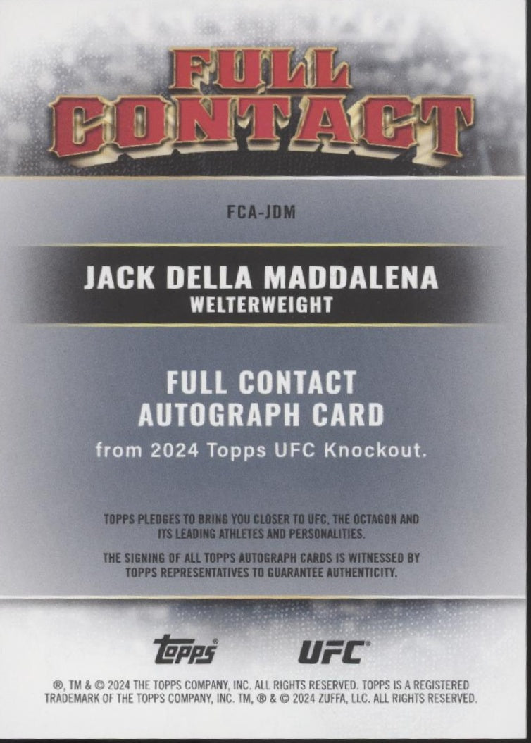 Jack Della Maddalena 2024 Topps Knockout Full Contact Red Auto 24/25 #FCA-JDM