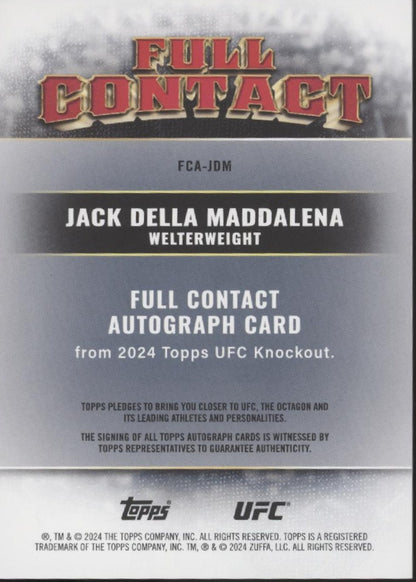 Jack Della Maddalena 2024 Topps Knockout Full Contact Red Auto 24/25 #FCA-JDM
