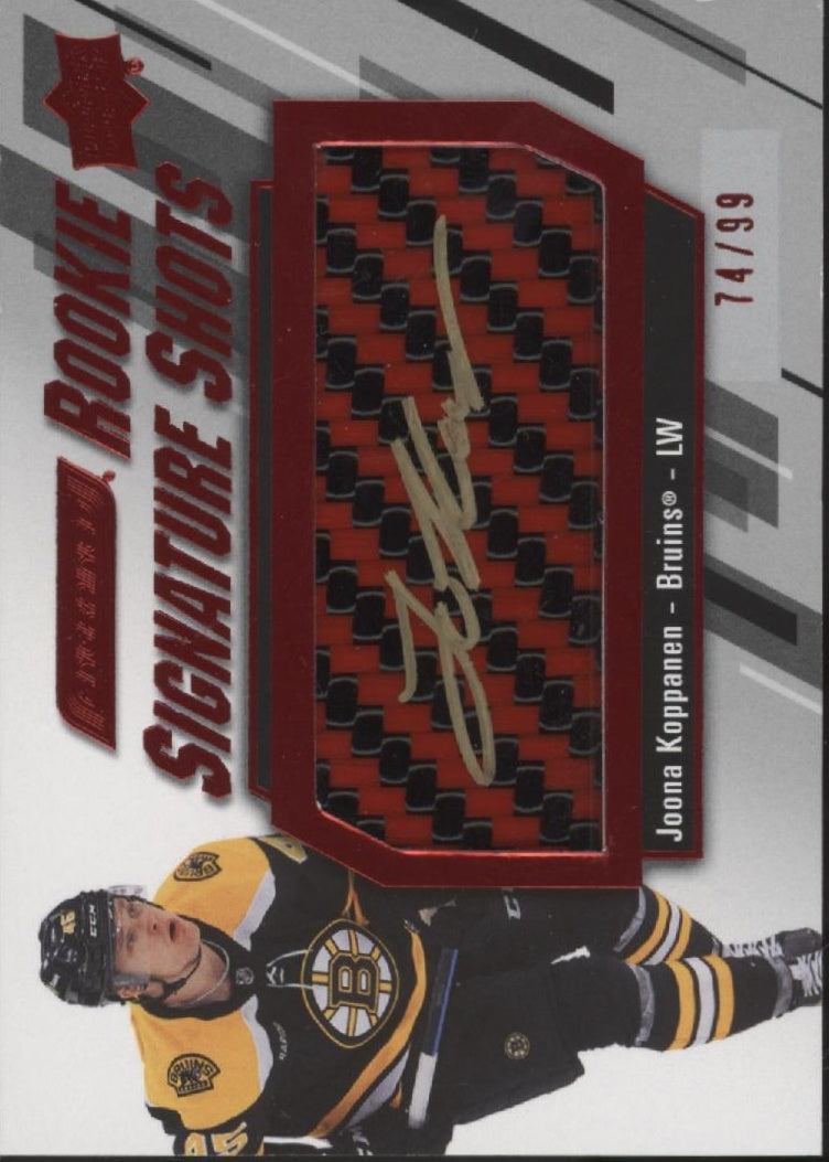 Joona Koppanen 2023-24 UD Engrained Rookie Signature Shots Red Relic Auto 74/99