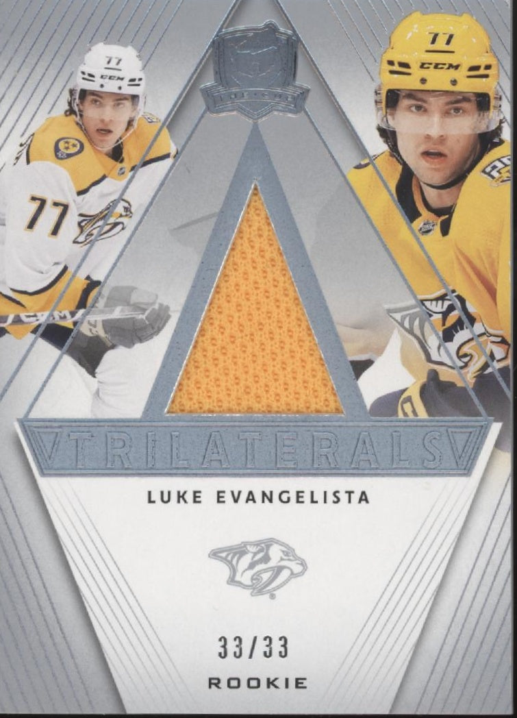 Luke Evangelista 2023-24 Upper Deck The Cup Trilaterals Swatch RC 33/33