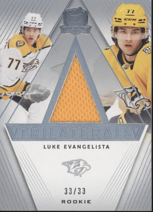 Luke Evangelista 2023-24 Upper Deck The Cup Trilaterals Swatch RC 33/33