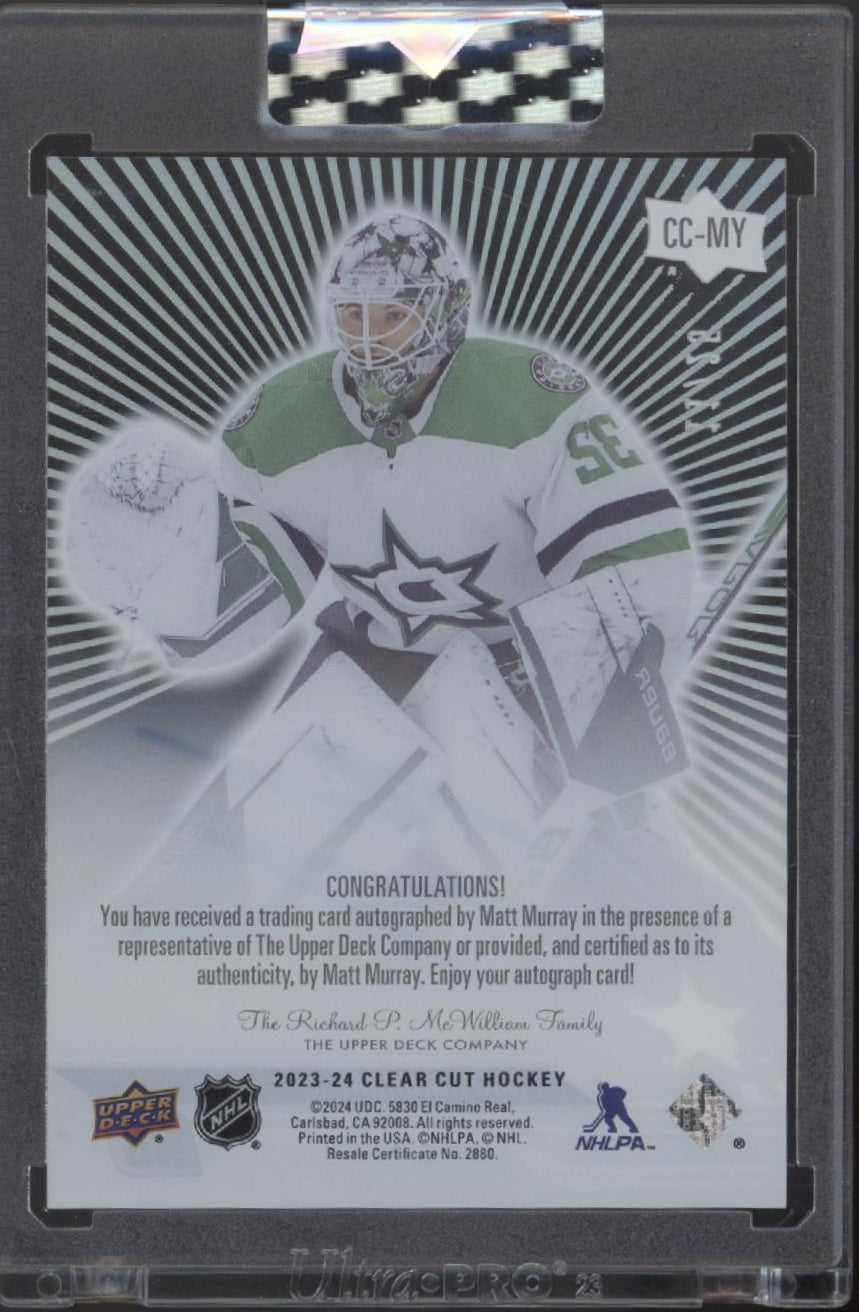 Matt Murray 2023-24 Upper Deck Clear Cut RC Auto 11/25 #CC-MY