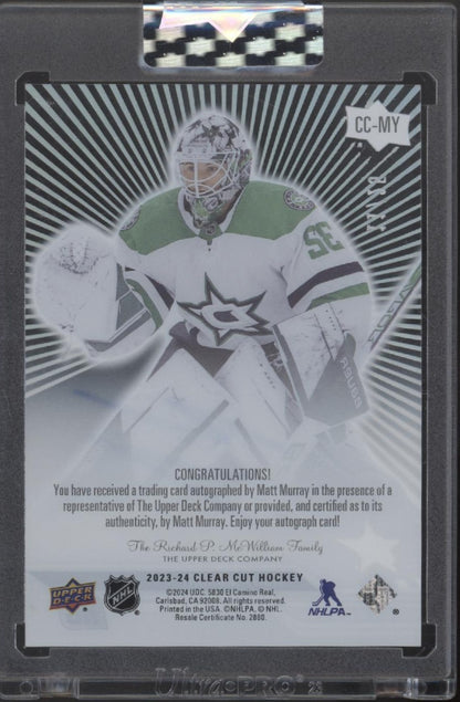 Matt Murray 2023-24 Upper Deck Clear Cut RC Auto 11/25 #CC-MY