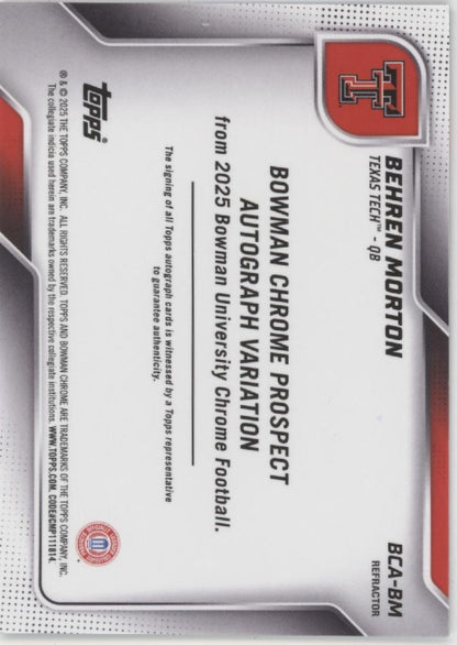 Behren Morton 2025 Bowman Chrome University Refractor Auto 198/299 #BCA-BM
