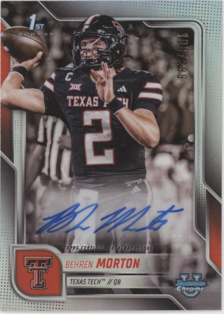 Behren Morton 2025 Bowman Chrome University Refractor Auto 198/299 #BCA-BM