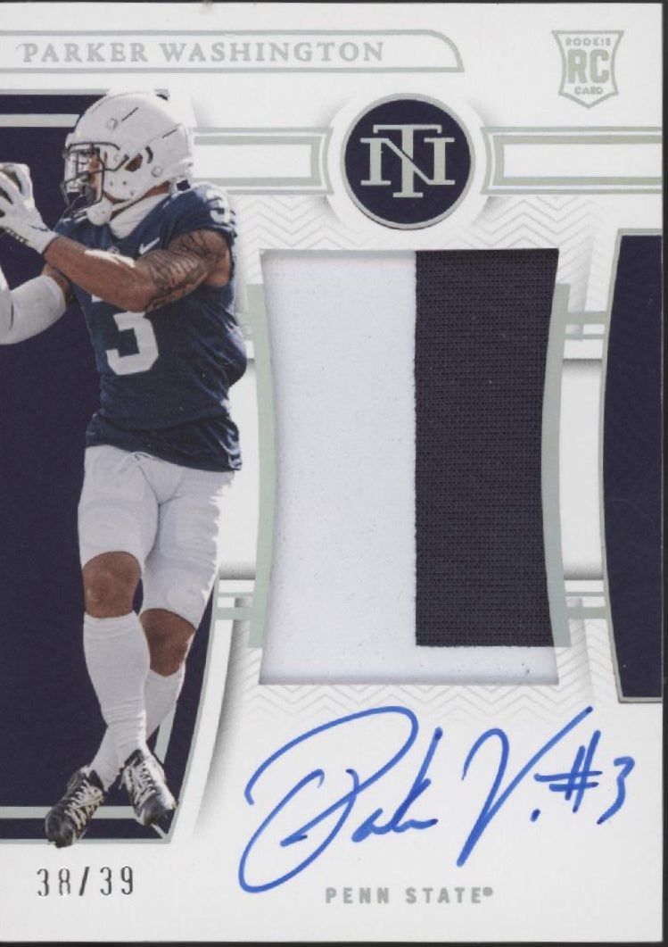 Parker Washington 2023 Panini National Treasures Swatch RC Auto 38/39 #CMS-PAW