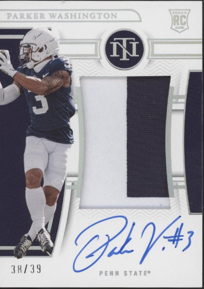Parker Washington 2023 Panini National Treasures Swatch RC Auto 38/39 #CMS-PAW