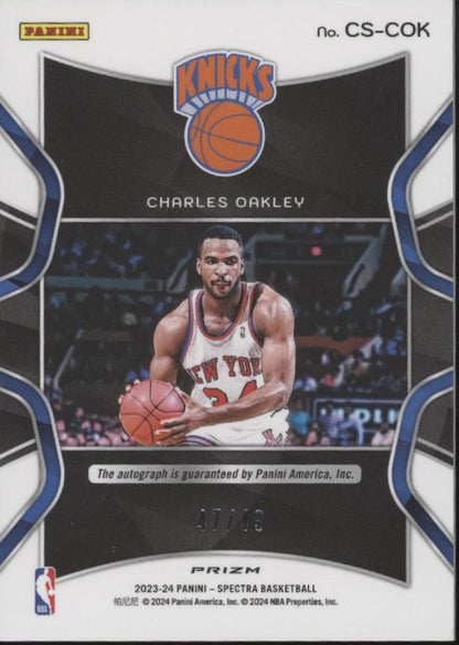 Charles Oakley 2023-24 Panini Spectra Catalysts Blue & Gold Prizm Auto 47/49