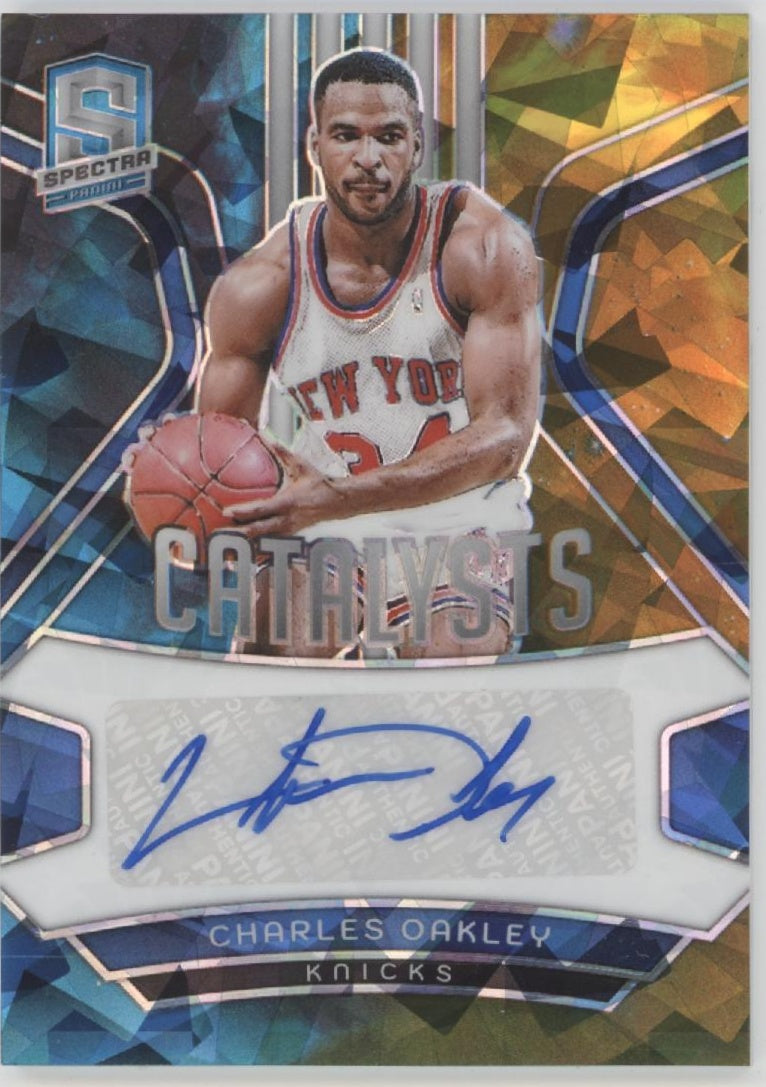Charles Oakley 2023-24 Panini Spectra Catalysts Blue & Gold Prizm Auto 47/49