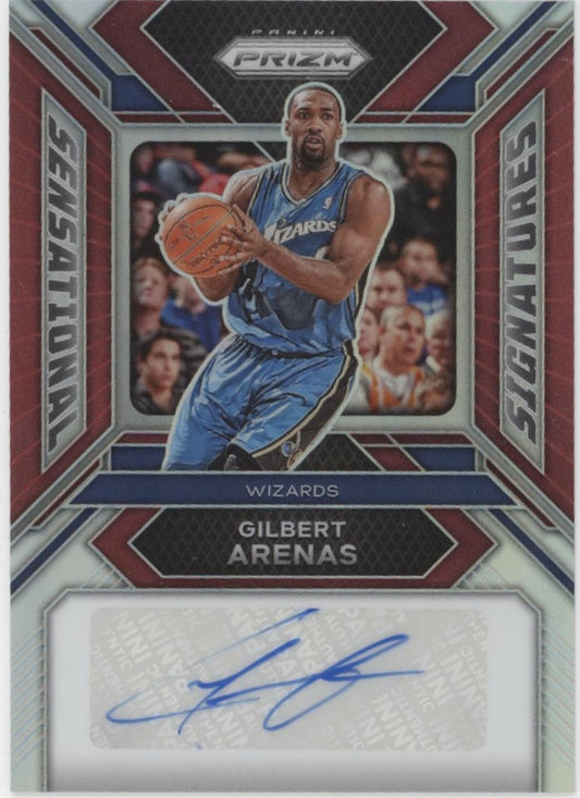 Gilbert Arenas 2023-24 Panini Prizm Sensational Signatures Red Prizm Auto 08/75