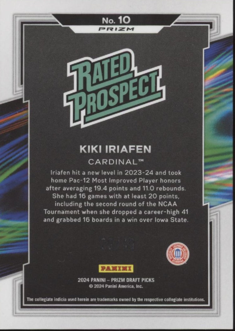 Kiki Iriafen 2024 Prizm Draft Picks Rated Prospect Orange Pulsar Prizm 29/49