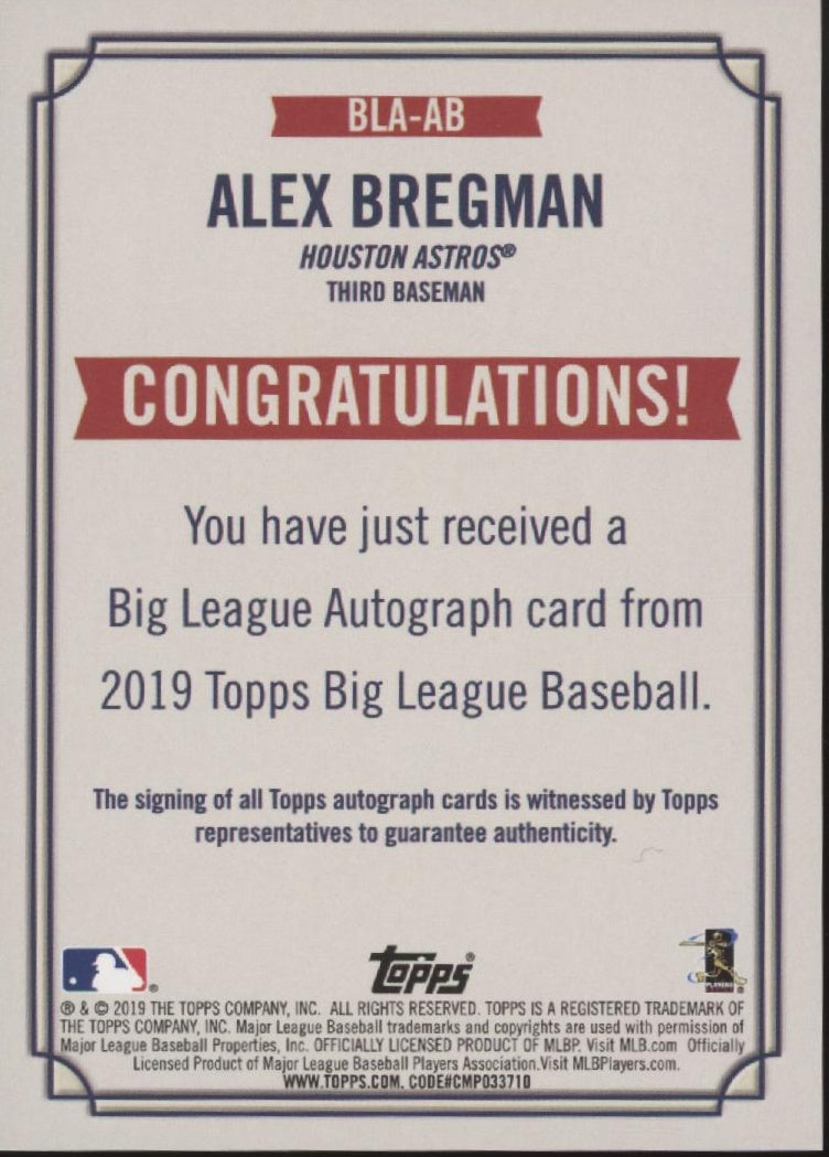 Alex Bregman 2019 Topps Big League Auto #BLA-AB