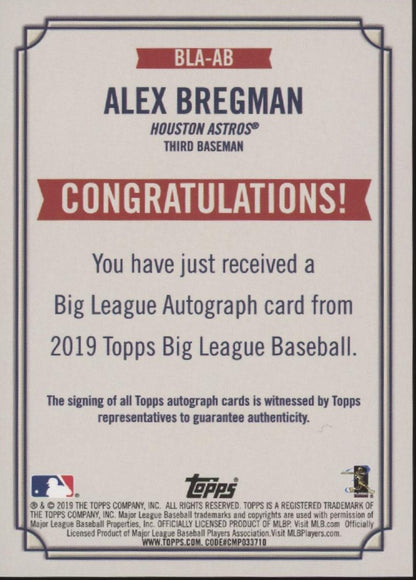 Alex Bregman 2019 Topps Big League Auto #BLA-AB