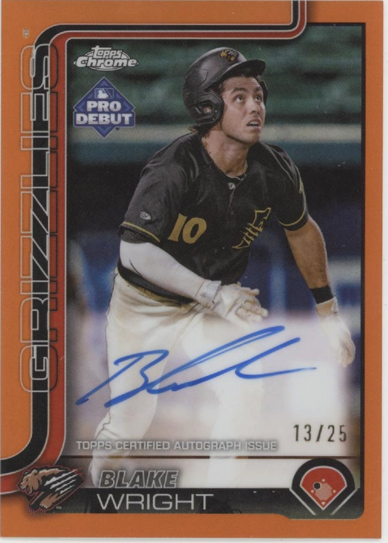 Blake Wright 2025 Topps Chrome Pro Debut Orange Refractor Auto 13/25 #PDC-145