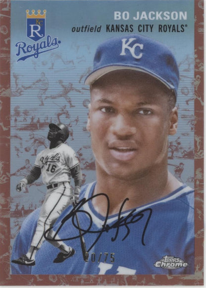 Bo Jackson 2023 Topps Chrome Platinum Anniversary Rose Gold Refractor 20/75 #441