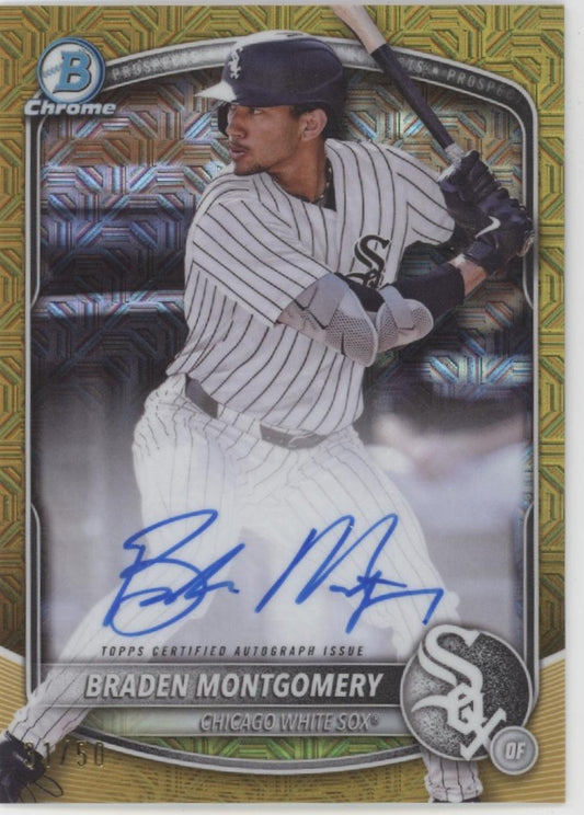 Braden Montgomery 2025 Bowman Chrome Prospects Gold Mojo Refractor Auto 31/50
