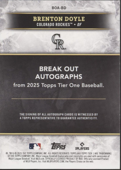 Brenton Doyle 2025 Topps Tier One Auto 04/10 #BOA-BD