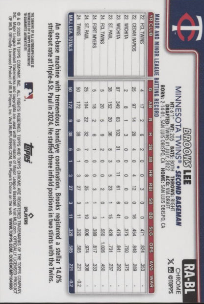 Brooks Lee 2025 Topps Chrome RC Auto #RA-BL