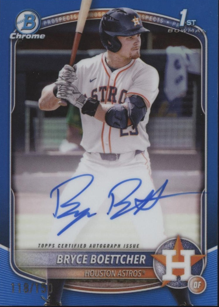 Bryce Boettcher 2025 Bowman Chrome Prospects Blue Refractor Auto 118/150 #CPA-BB