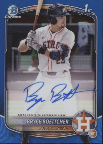 Bryce Boettcher 2025 Bowman Chrome Prospects Blue Refractor Auto 118/150 #CPA-BB