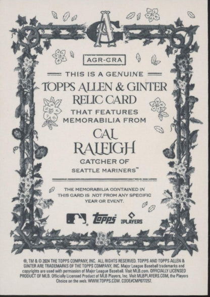 Cal Raleigh 2024 Topps Allen & Ginter Swatch #AGR-CRA