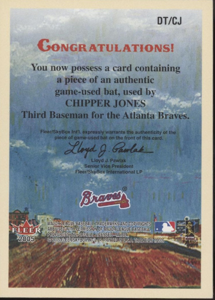 Chipper Jones 2005 Fleer Diamond Tributes Bat Relic #DTCJ