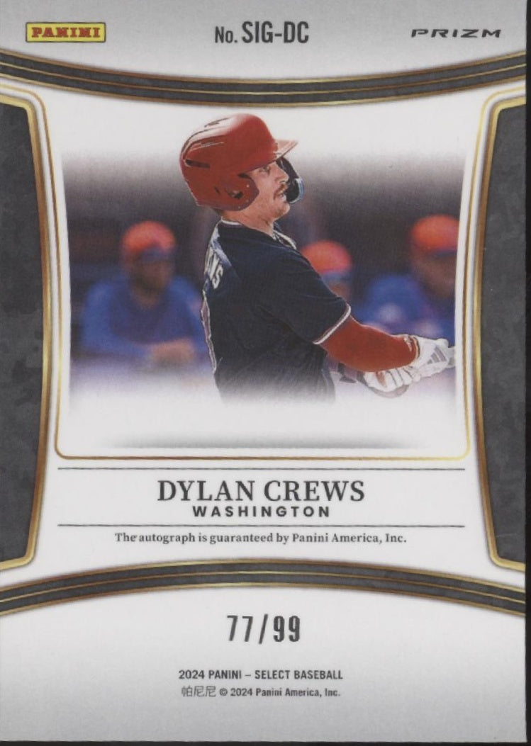 Dylan Crews 2024 Panini Select Red Prizm Auto 77/99 #SIG-DC