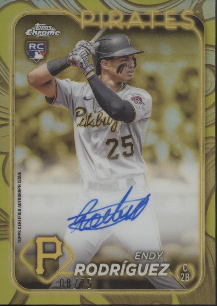 Endy Rodriguez 2024 Topps Chrome Guilded Gold Refractor RC Auto 08/75