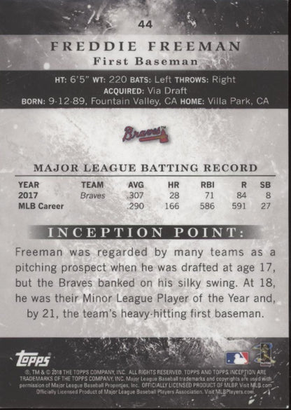 Freddie Freeman 2018 Topps Inception Red 27/75 #44