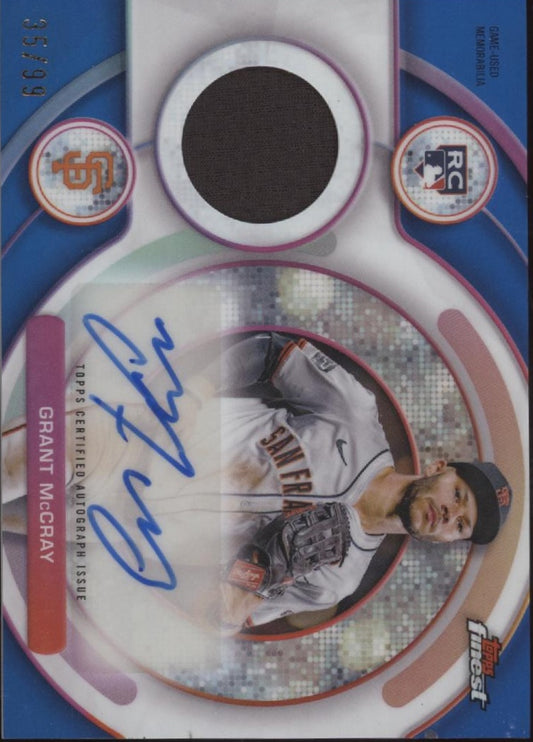 Grant McCray 2025 Topps Finest Blue Refractor Swatch RC Auto 35/99 #RAJR-GM