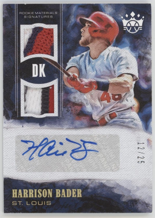 Harrison Bader 2018 Panini Diamond Kings Swatch Auto 12/25 #RMS-HB