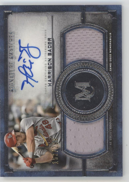 Harrison Bader 2019 Topps Museum Collection Swatch Auto 153/299 #SSDA-HB